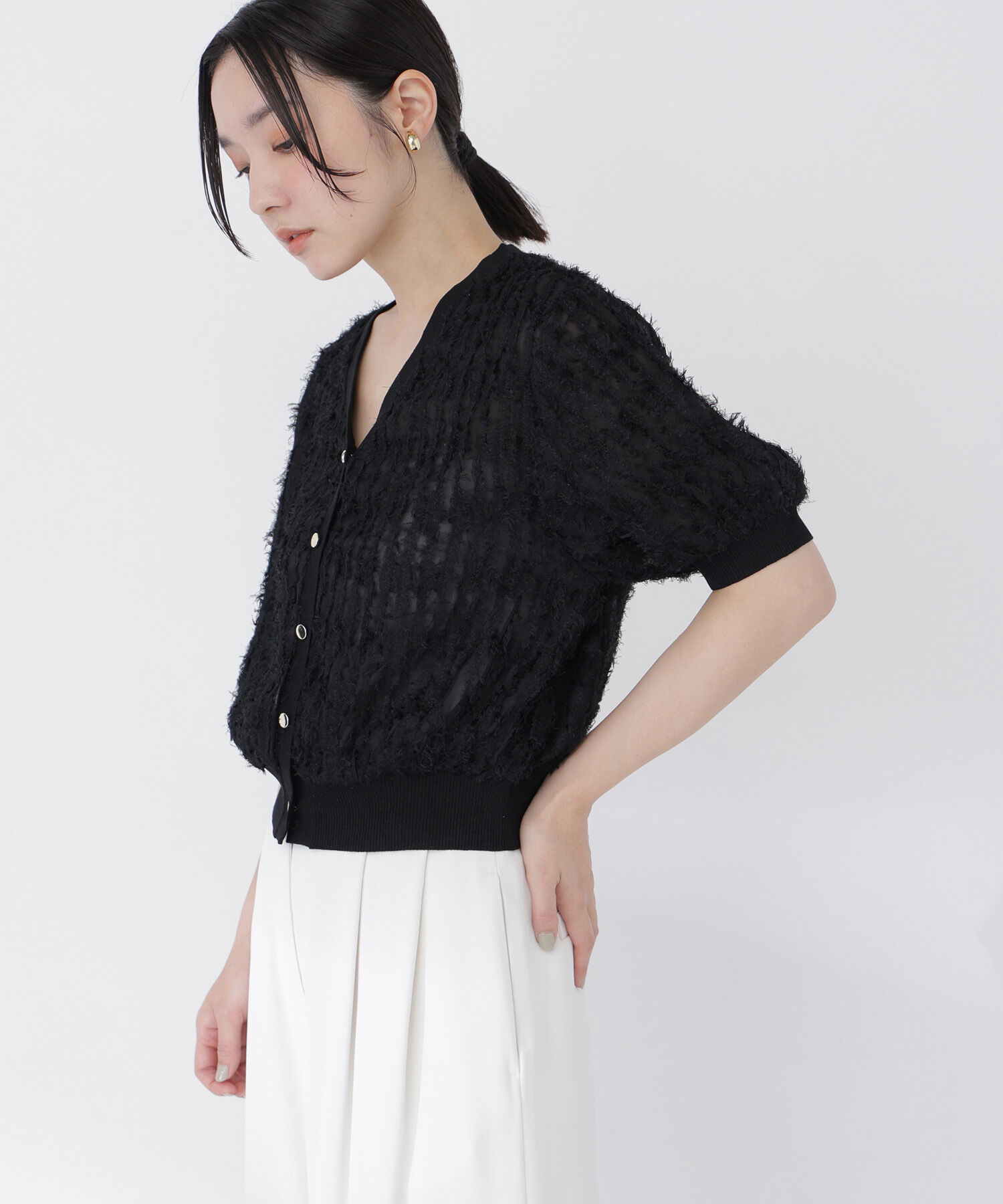  「チュール刺繍シアーカーディガン」|Tシャツ・カットソー|