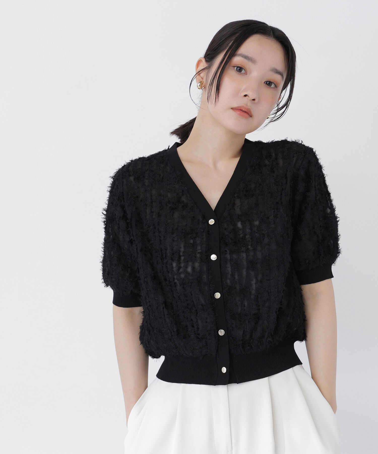  「チュール刺繍シアーカーディガン」|Tシャツ・カットソー|
