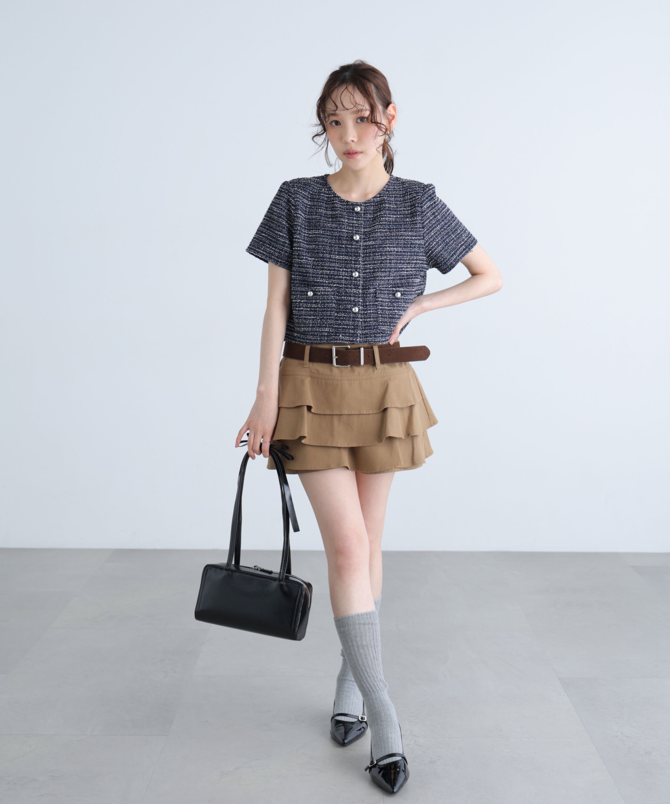  「ツイード半袖ジャケット」|ブルゾン・スタジャン|