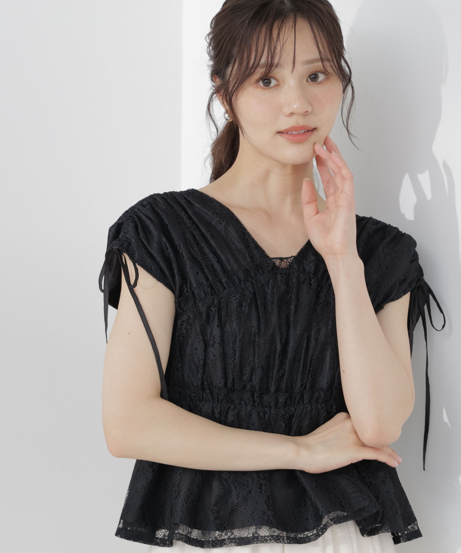 PROPORTION BODY DRESSING「レースギャザーブラウス」|シャツ・ブラウス|