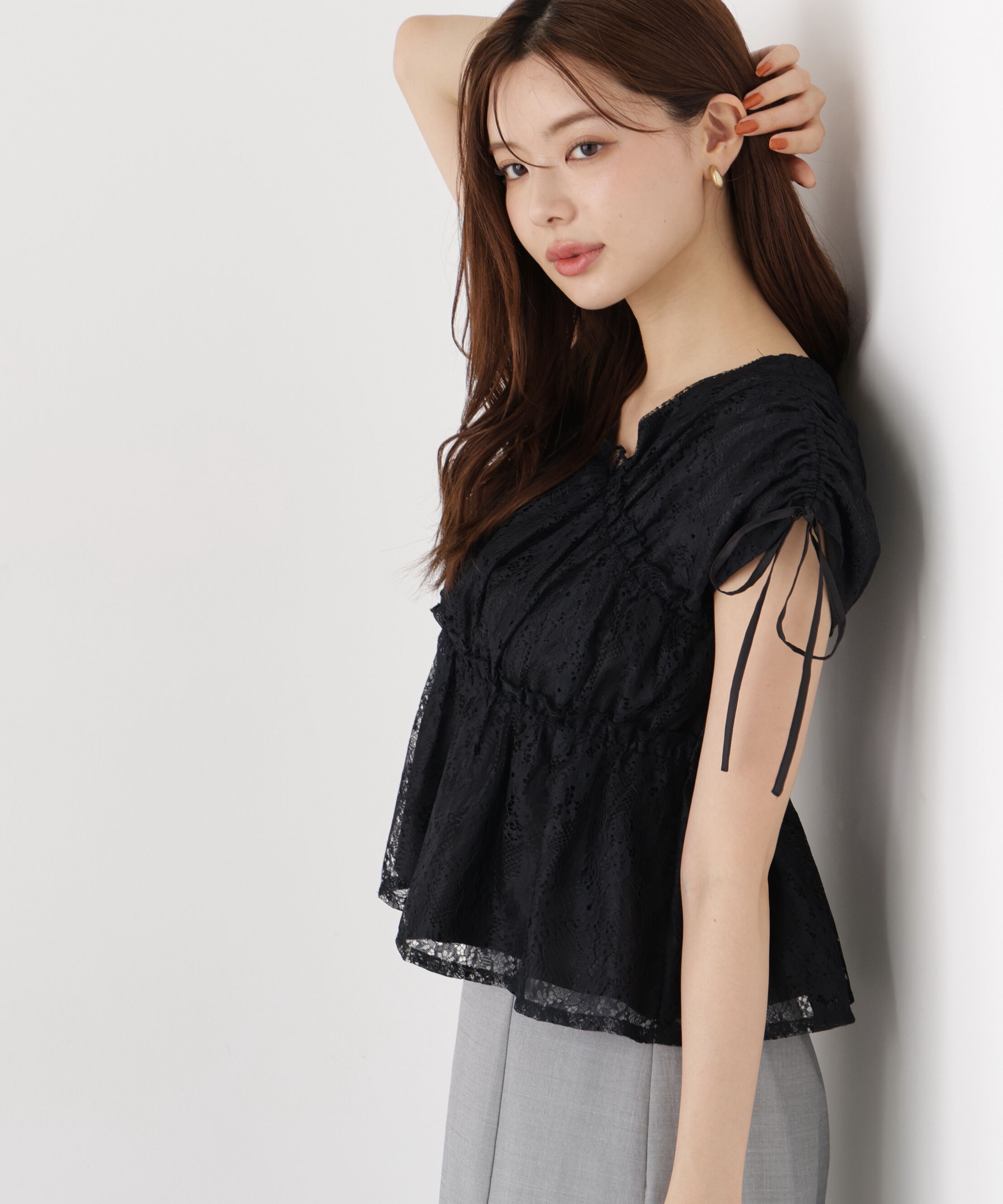 PROPORTION BODY DRESSING「レースギャザーブラウス」|シャツ・ブラウス|