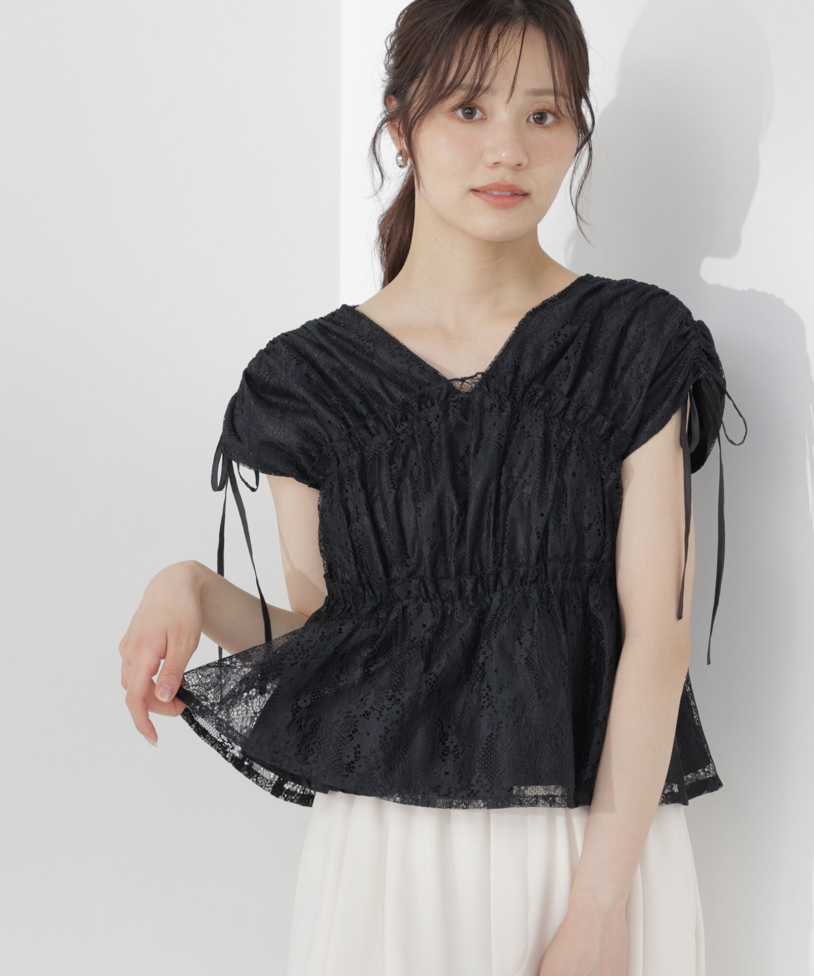 PROPORTION BODY DRESSING「レースギャザーブラウス」|シャツ・ブラウス|