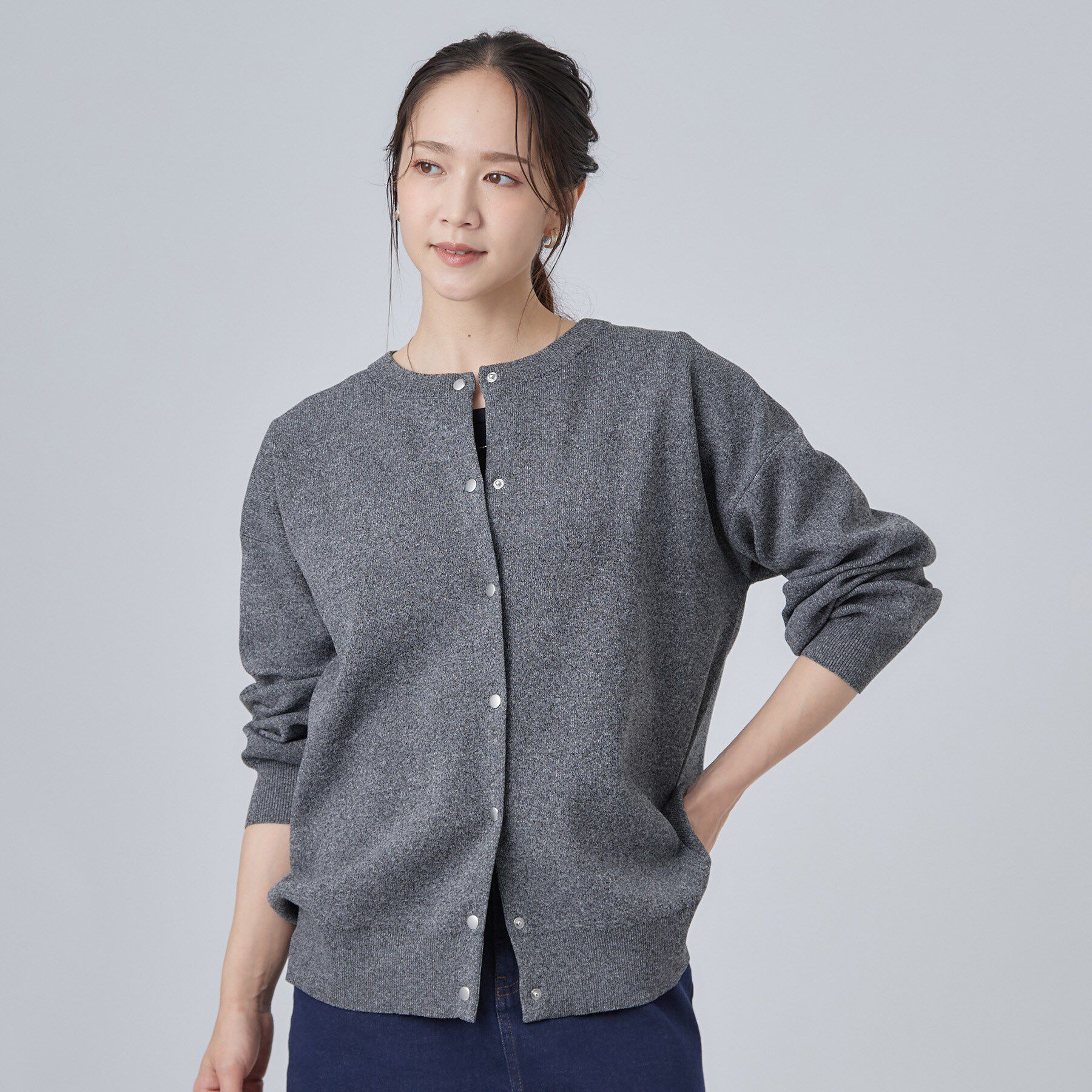 SHOO･LA･RUE「【セットアップ可/洗濯機可】軽やかに羽織れる スポンディッシュ ニットカーディガン」|カーディガン|