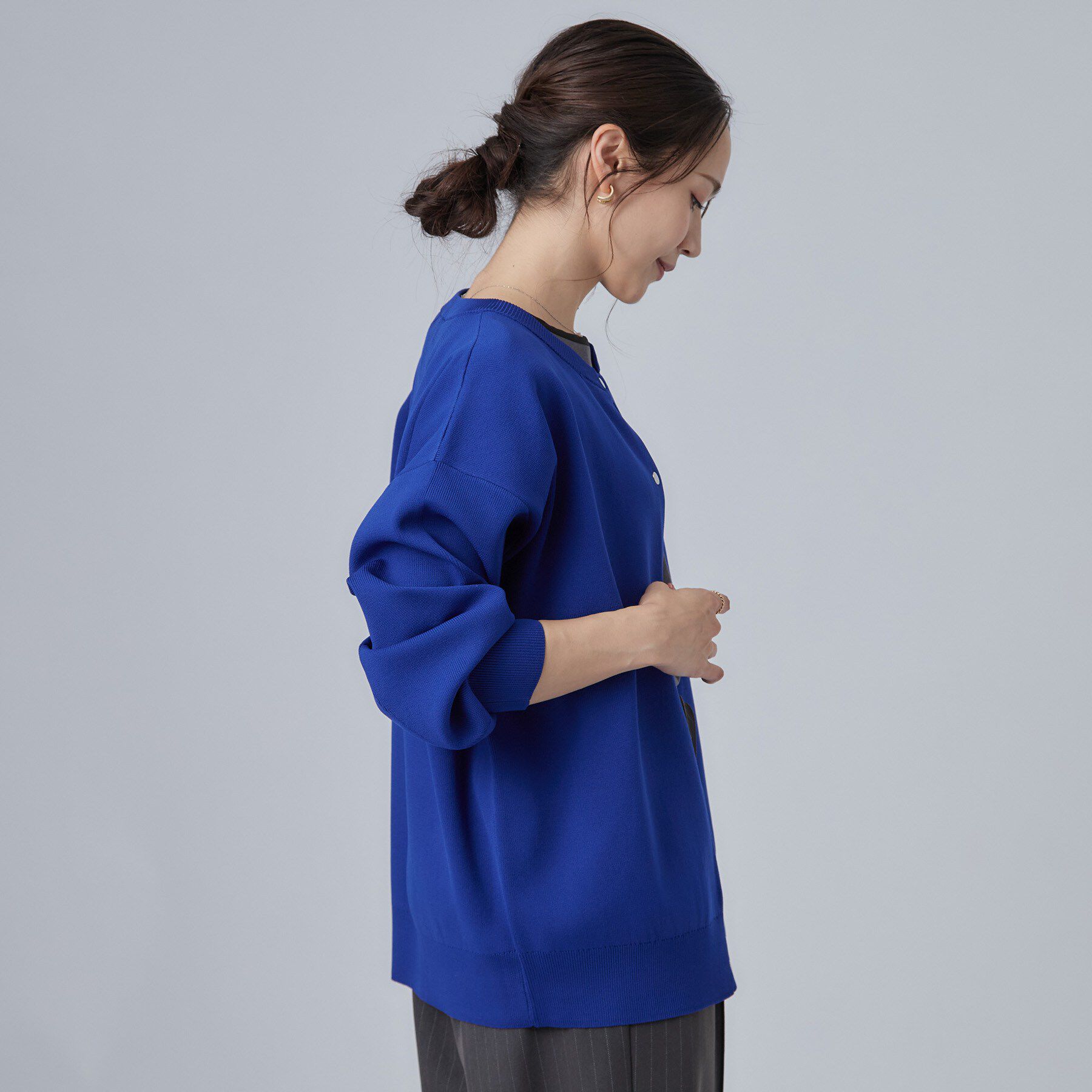 SHOO･LA･RUE「【セットアップ可/洗濯機可】軽やかに羽織れる スポンディッシュ ニットカーディガン」|カーディガン|