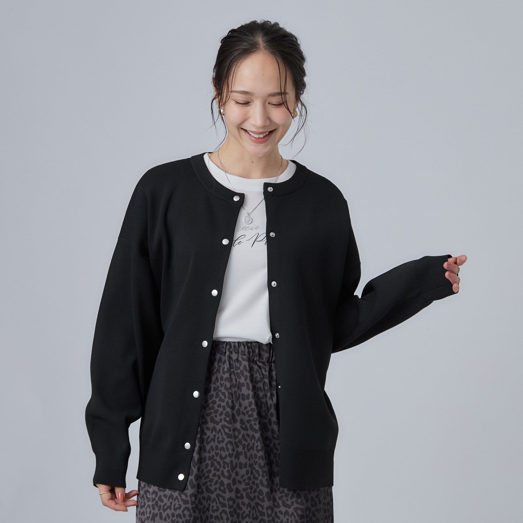 SHOO･LA･RUE「【セットアップ可/洗濯機可】軽やかに羽織れる スポンディッシュ ニットカーディガン」|カーディガン|