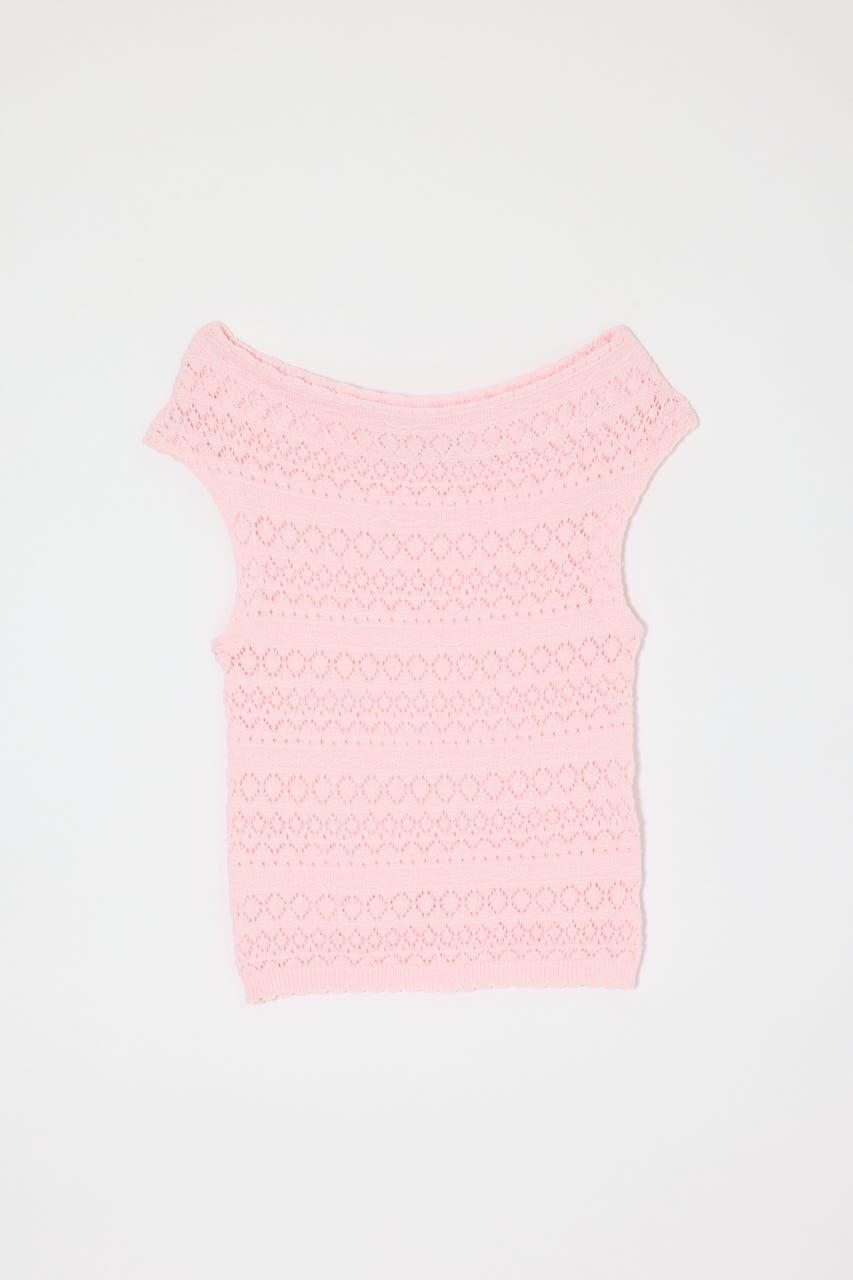 MOUSSY「STRIPED OFF SHOULDER トップス」|ニット・セーター|