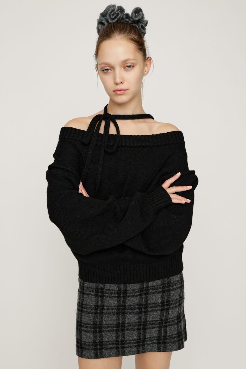 SLY「2WAY SHOULDER KNIT トップス」|ニット・セーター|BLK