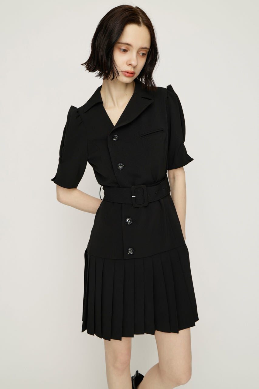 SLY「ASYMMETRY PLEATS ショートワンピース」|ワンピース|BLK