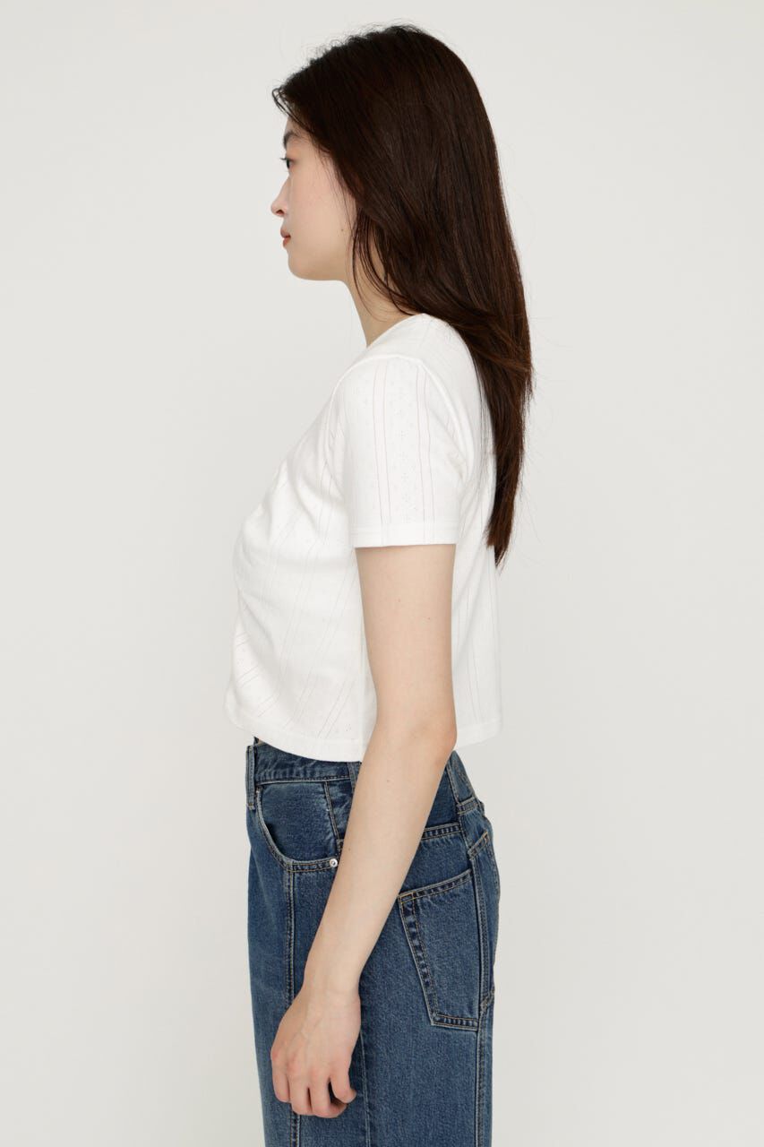 SLY「GATHER EYELET V／N カーディガン」|カーディガン|