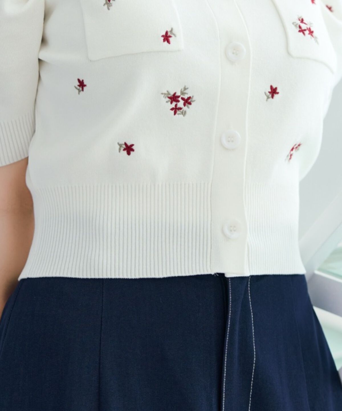 WILLSELECTION「小花刺繍タックスリーブカーディガン」|カーディガン|