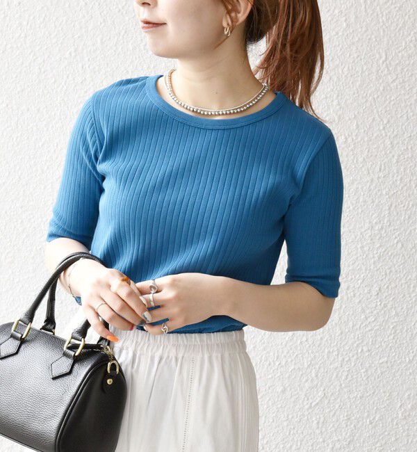 SHIPS any「【WEB限定】SHIPS any:〈洗濯機可能〉テレコ リブ ハーフスリーブ TEE」|Tシャツ・カットソー|