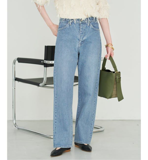 SLOBE IENA「《3サイズ展開/追加6》LE DENIM ストレートデニムパンツ」|デニム|サックスブルー