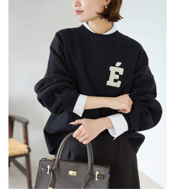 SLOBE IENA「《WEB限定カラーあり/シリーズあり/追加予約》サガラ刺繍スウェットライクニット」|ニット・セーター|ブラック