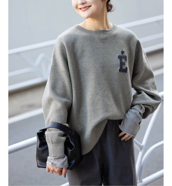 SLOBE IENA「《WEB限定カラーあり/シリーズあり/追加予約》サガラ刺繍スウェットライクニット」|ニット・セーター|グレー
