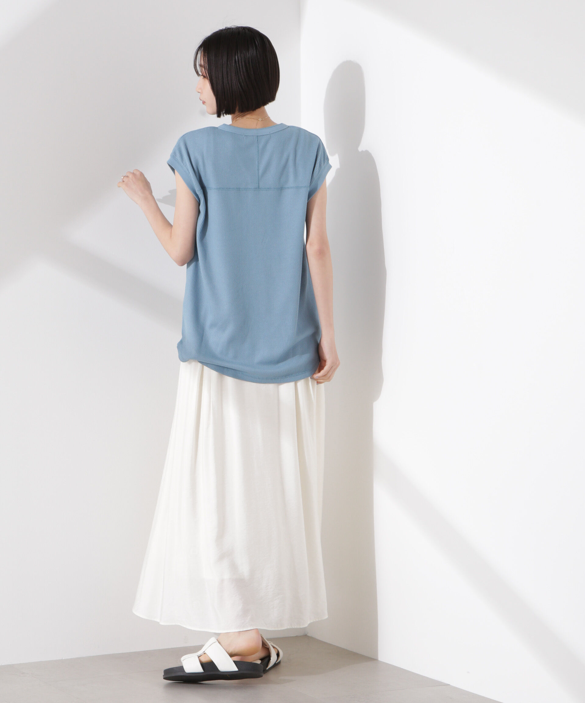 NANO universe「ワッフルヘンリーノースリーブトップス」|Tシャツ・カットソー|