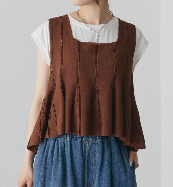  「【接触冷感&times;抗菌】アイレットニットビスチェ」|ニット・セーター|ブラウン