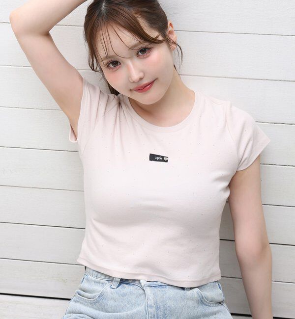  「ハートチャーム付きビジューコンパクトTee」|プルオーバー|