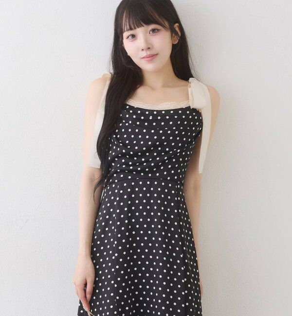  「【WEB限定】マイナス5kg見え/肩リボンドレープロングワンピース」|ワンピース|