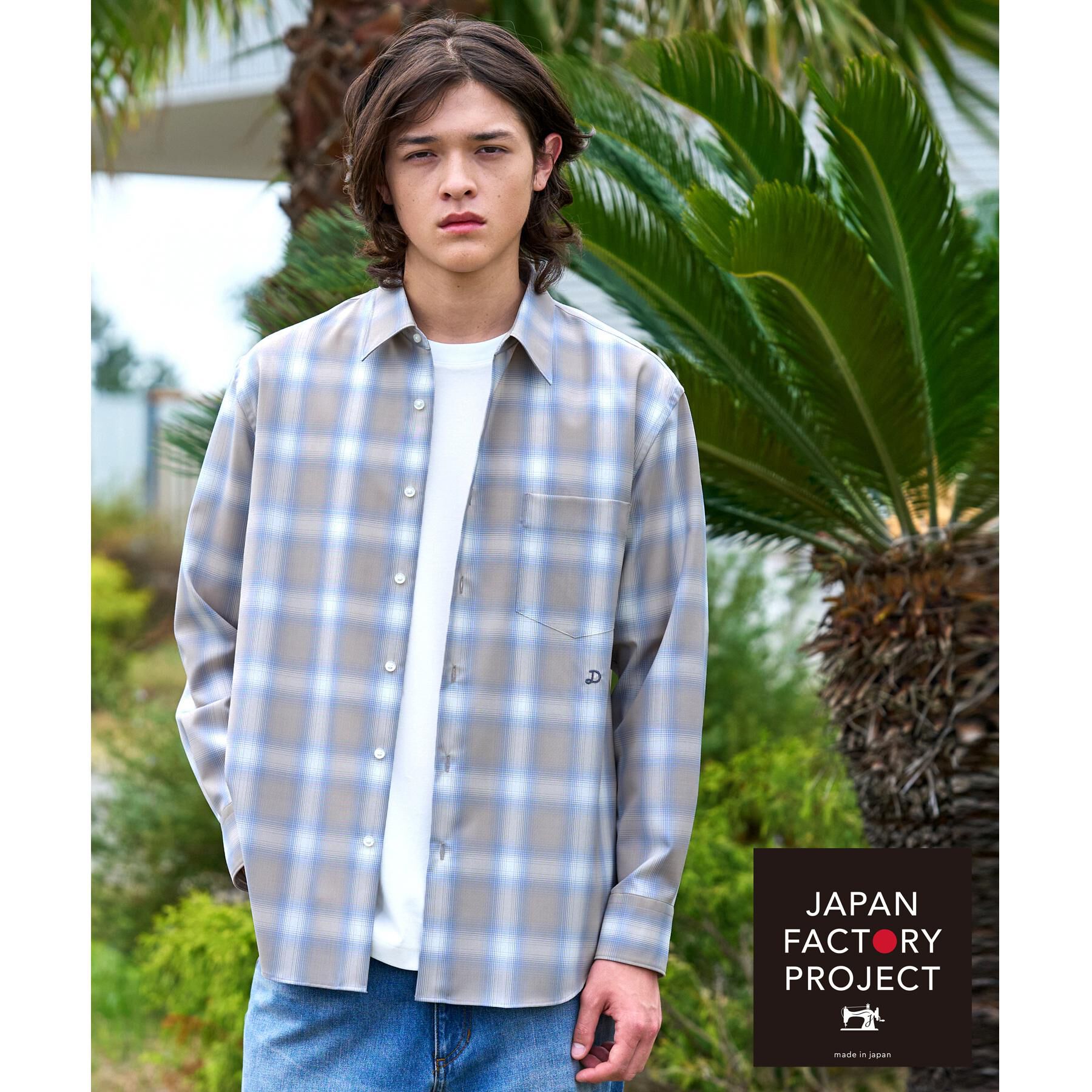 DRESSTERIOR「【日本製】オンブレーチェックシャツ」|シャツ・ブラウス|グレージュ(250)