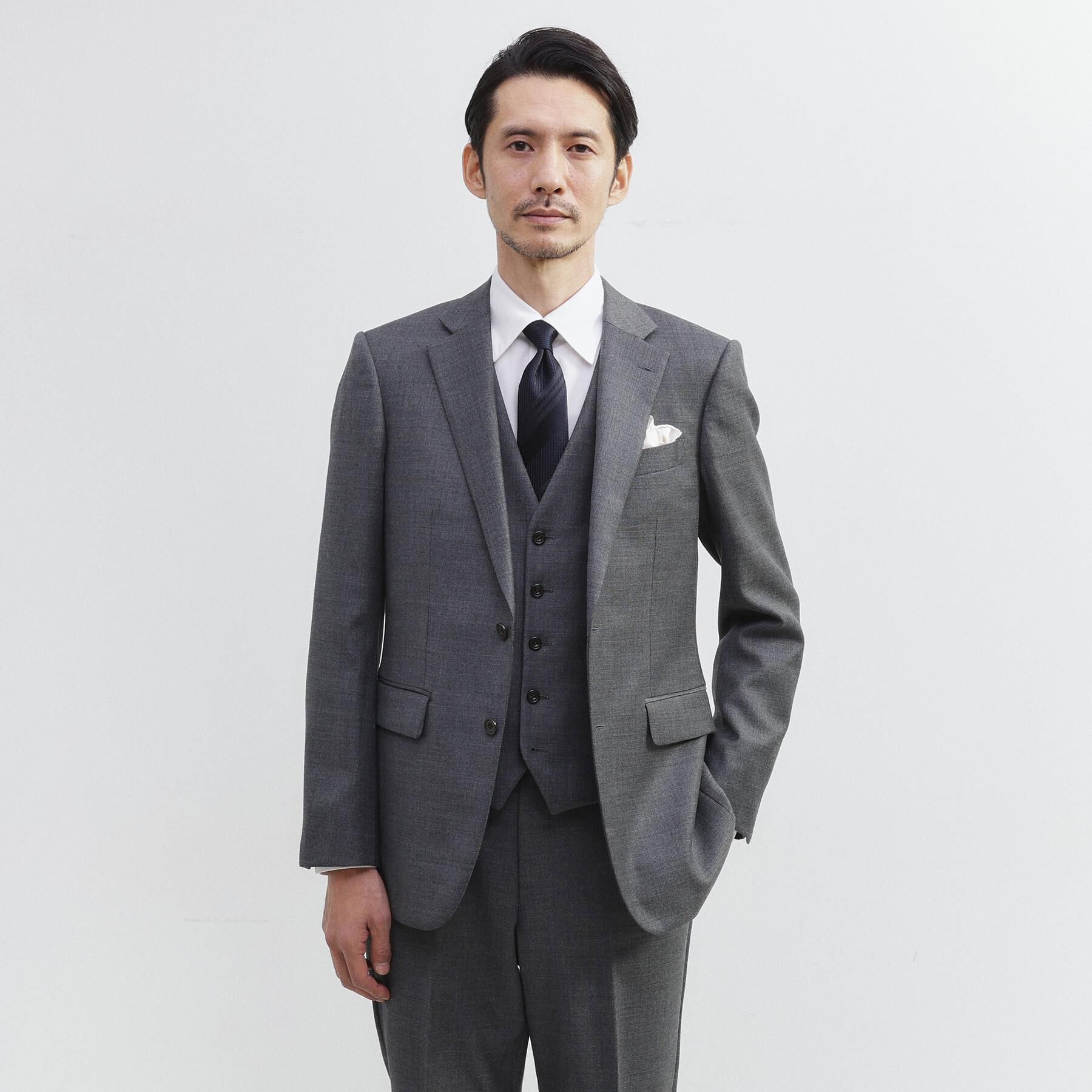 TAKEO KIKUCHI「【Three by Three】シャイニーシャークピンヘッド ベスト / 3ピース対応」|スーツ|