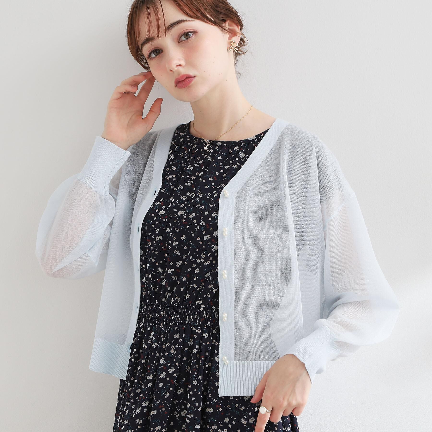 Couture broach「【洗える・パール調釦】愛されシアーカーディガン」|カーディガン|