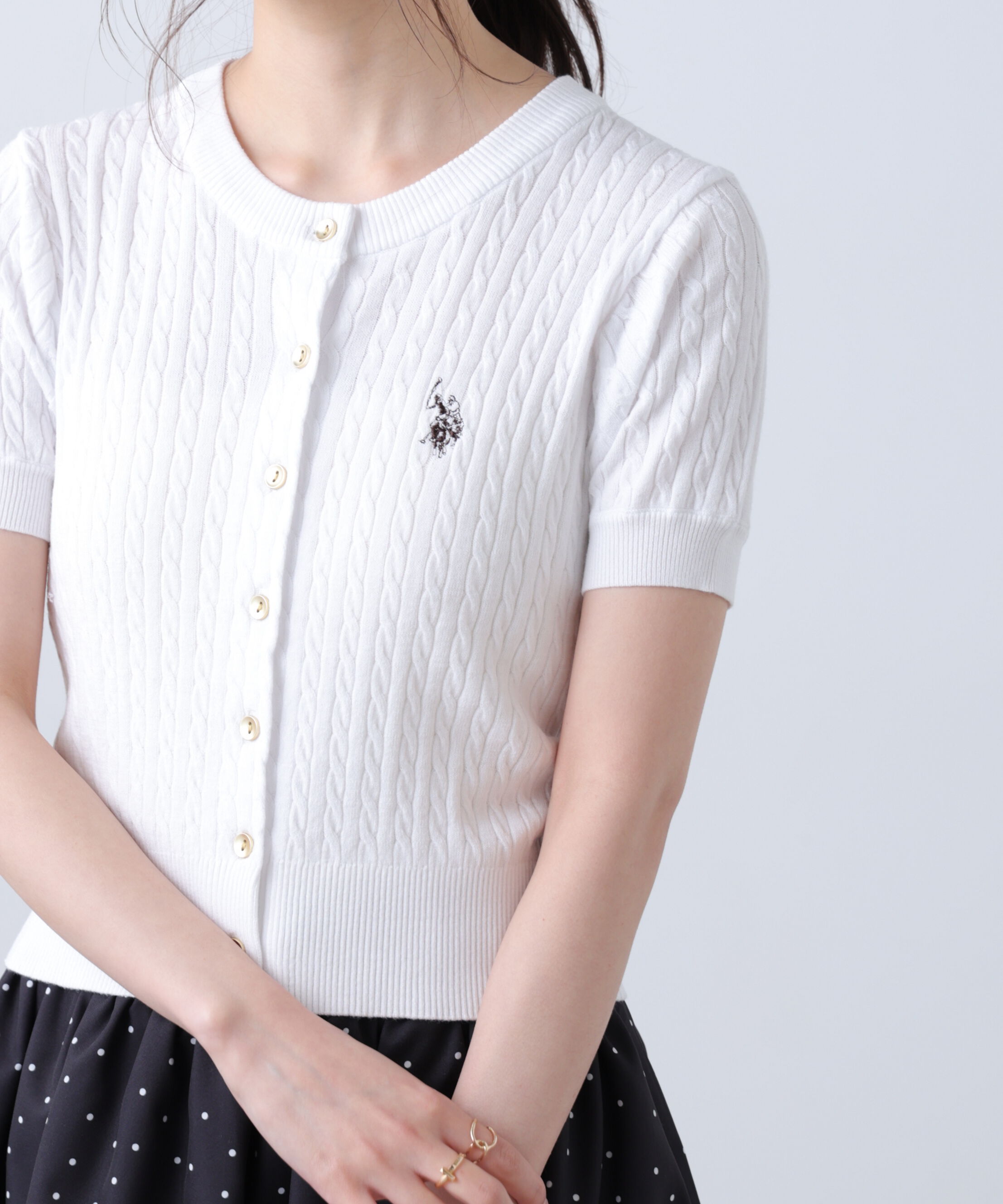  「U.S. POLO ASSN./ユーエスポロアッスン別注／金釦ケーブルカーディガン」|ニット・セーター|