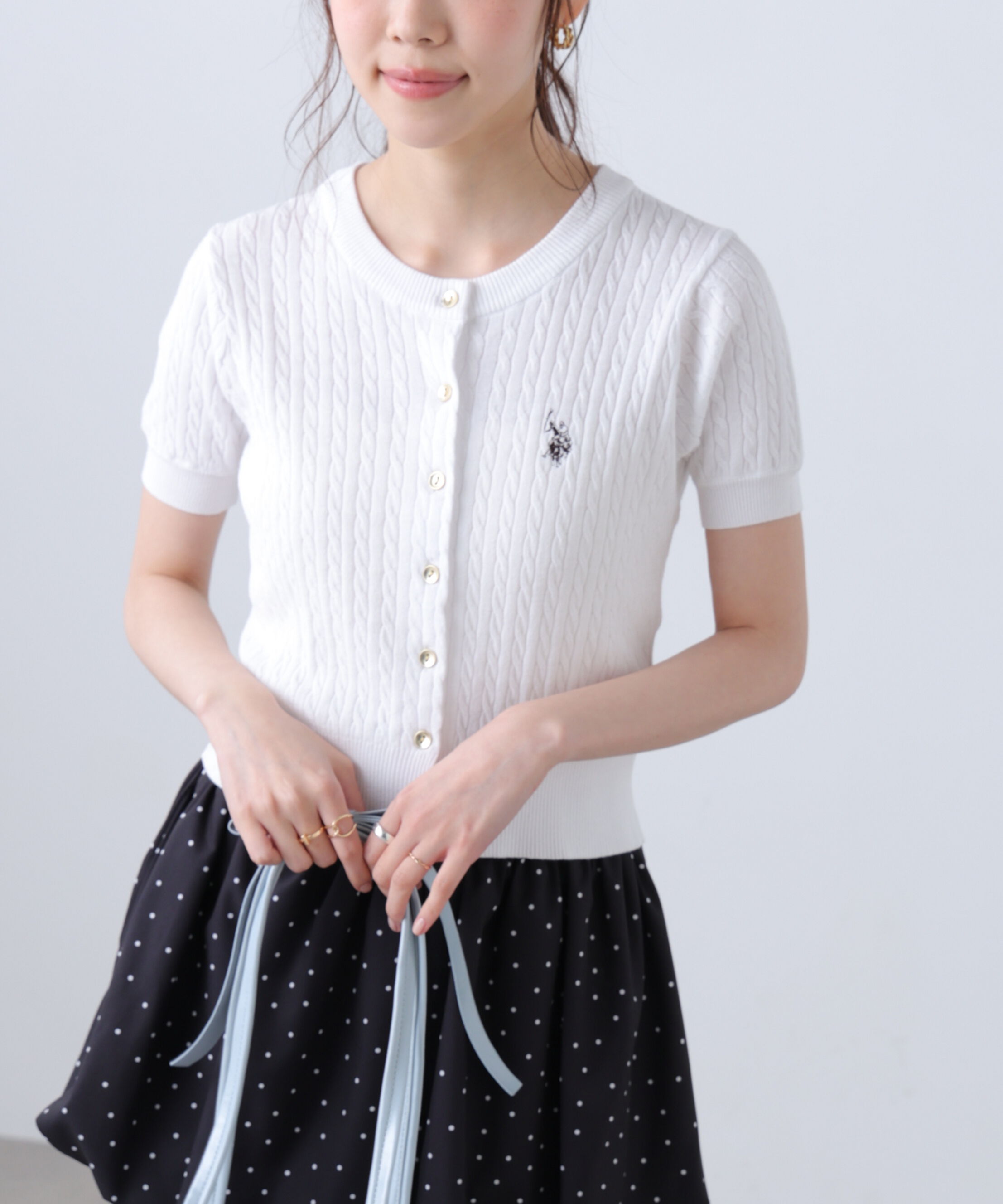  「U.S. POLO ASSN./ユーエスポロアッスン別注／金釦ケーブルカーディガン」|ニット・セーター|