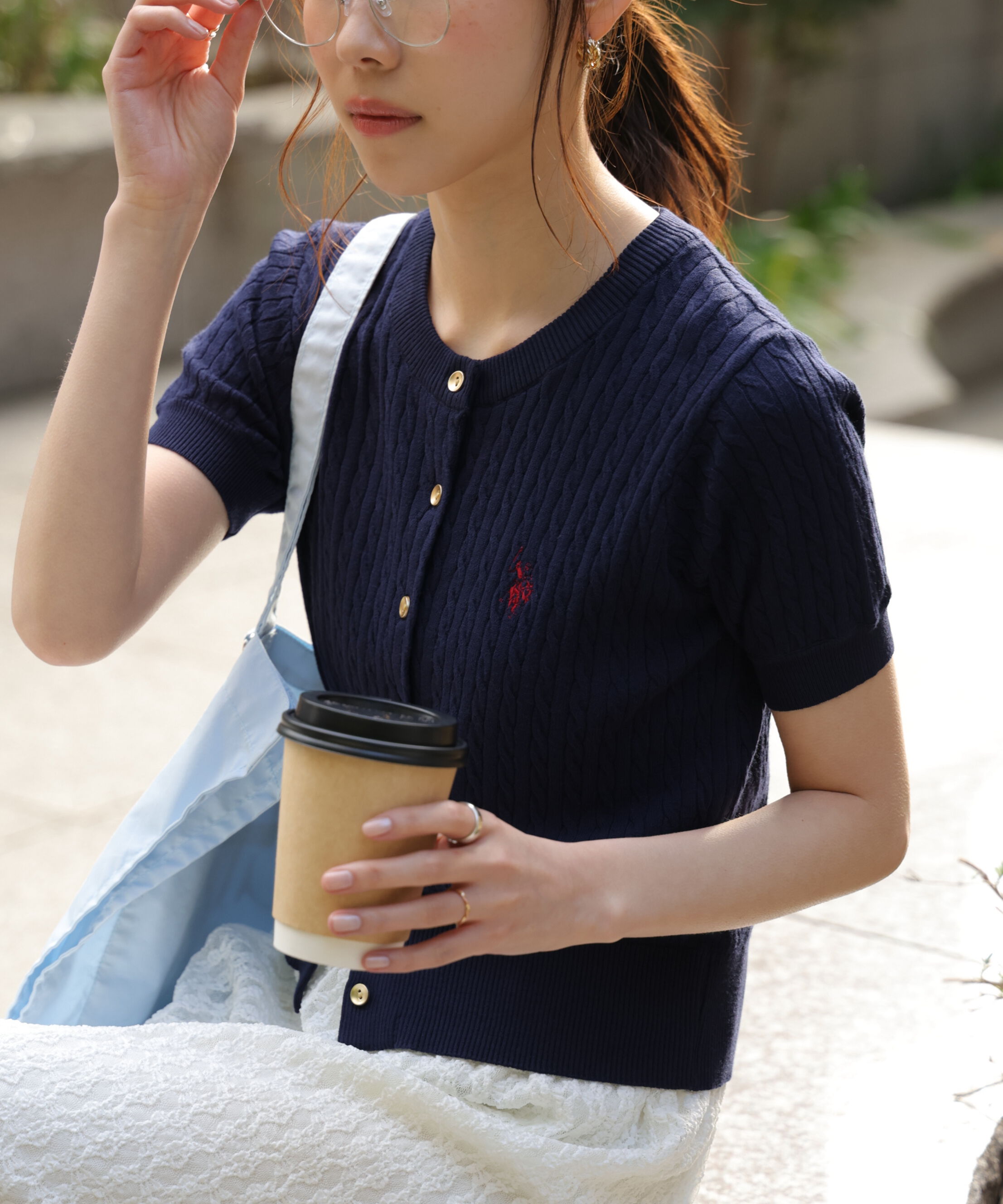  「U.S. POLO ASSN./ユーエスポロアッスン別注／金釦ケーブルカーディガン」|ニット・セーター|