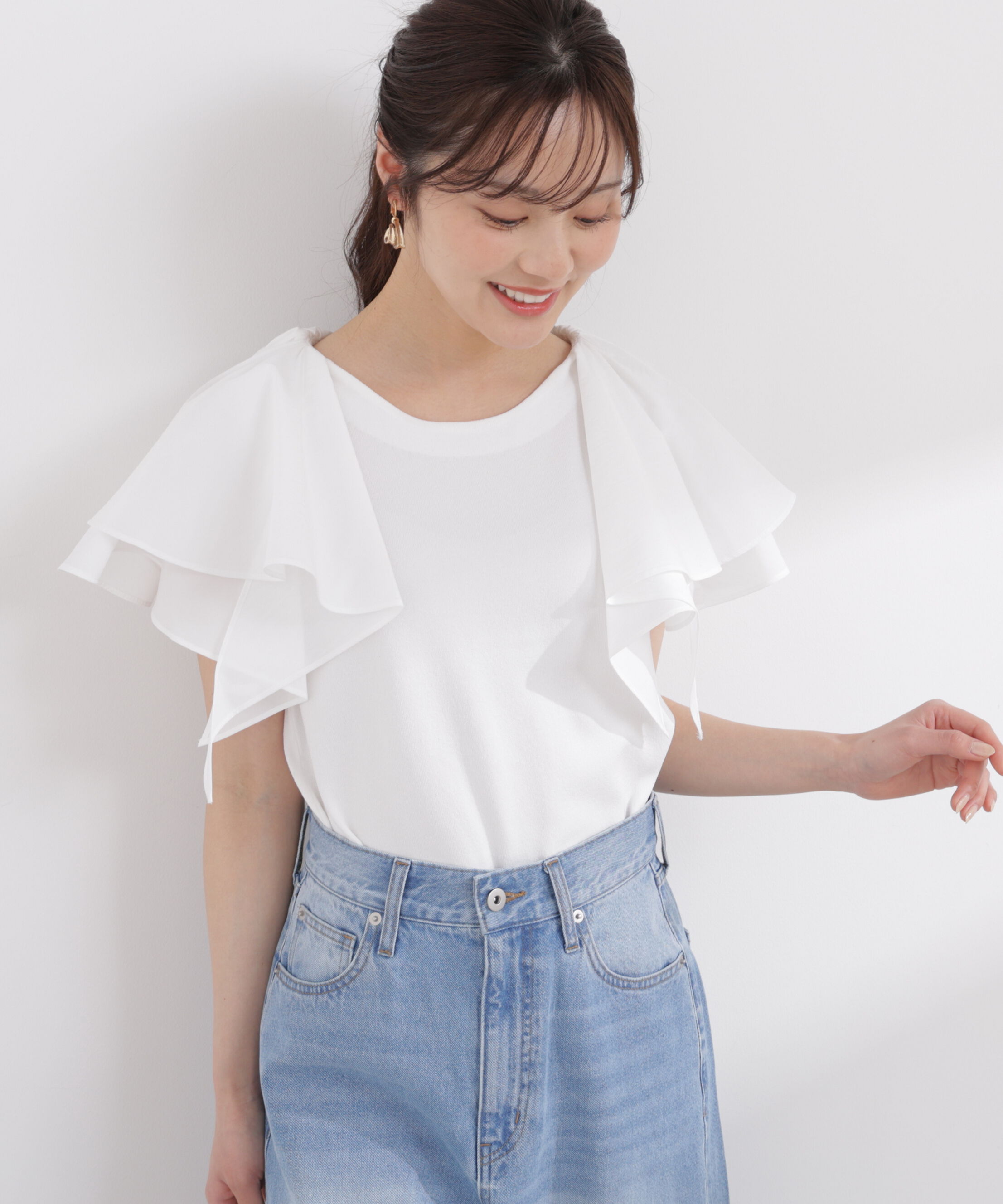 PROPORTION BODY DRESSING「ボリュームラッフルスリーブニット 26SS」|ニット・セーター|