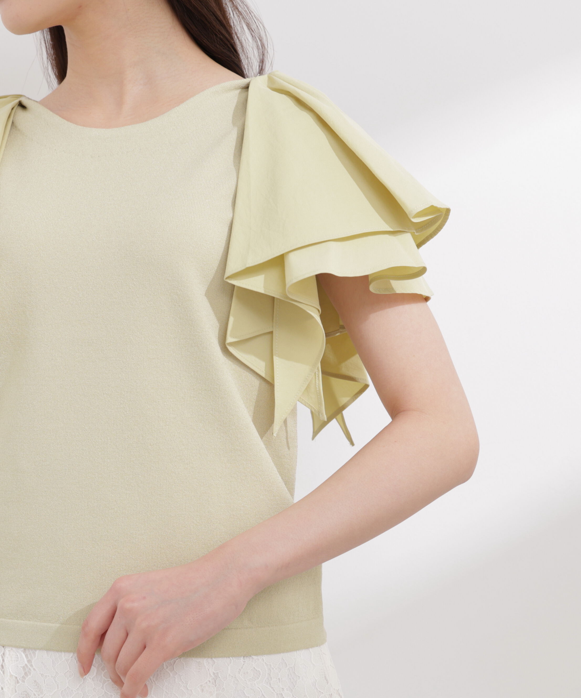 PROPORTION BODY DRESSING「ボリュームラッフルスリーブニット 26SS」|ニット・セーター|