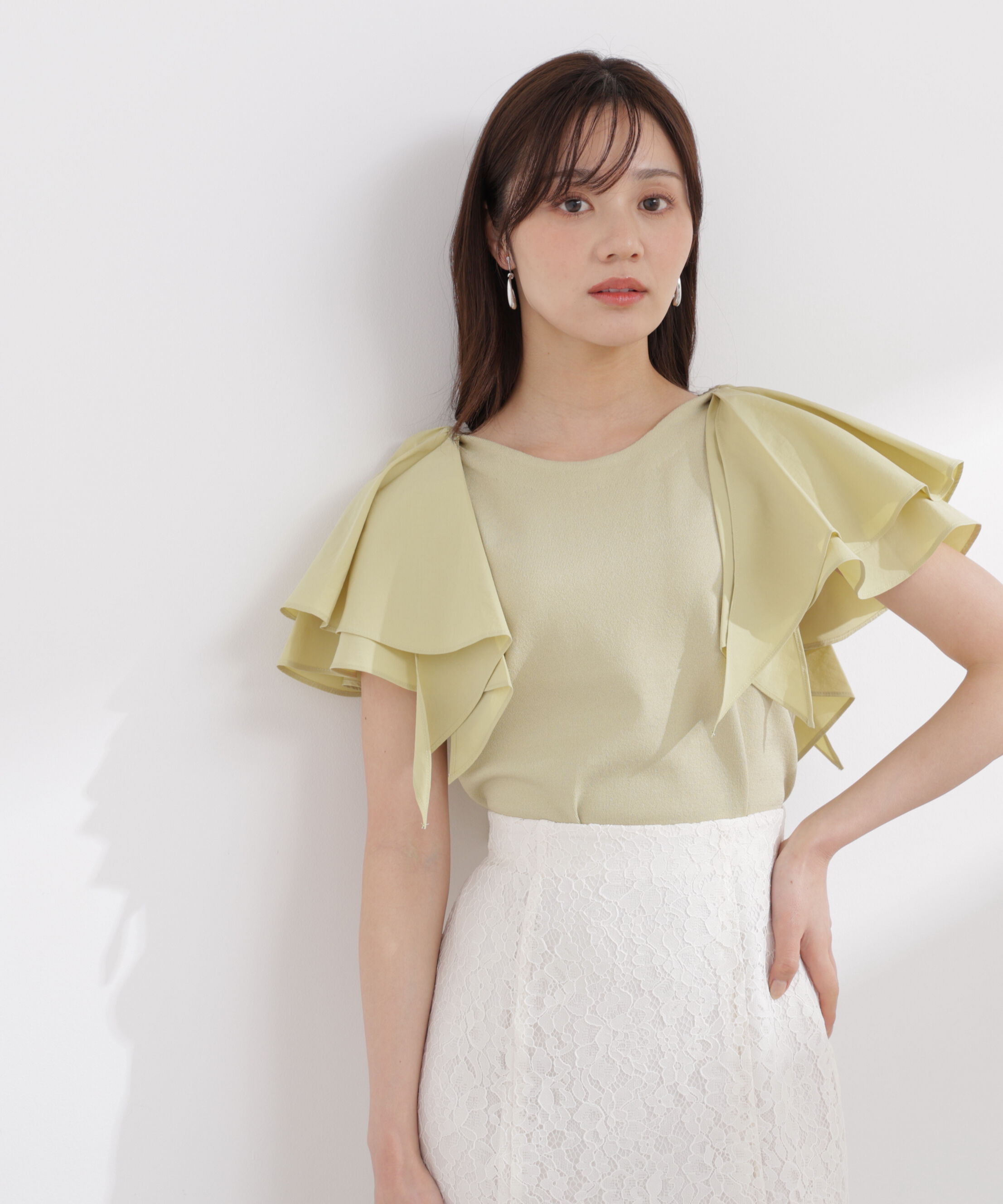 PROPORTION BODY DRESSING「ボリュームラッフルスリーブニット 26SS」|ニット・セーター|