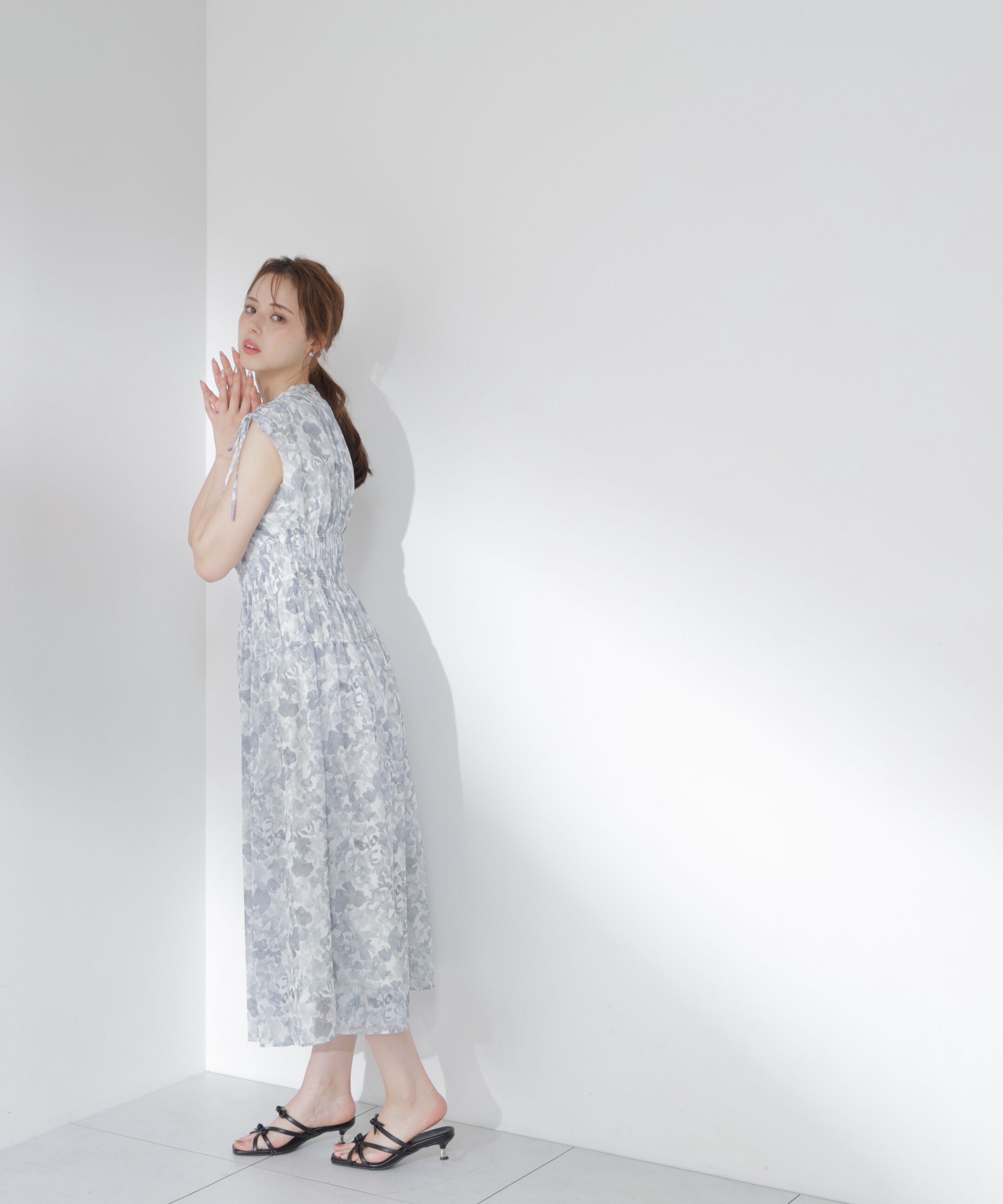 PROPORTION BODY DRESSING「2wayスリーブ花柄シャーリングワンピース 26SS」|ワンピース|