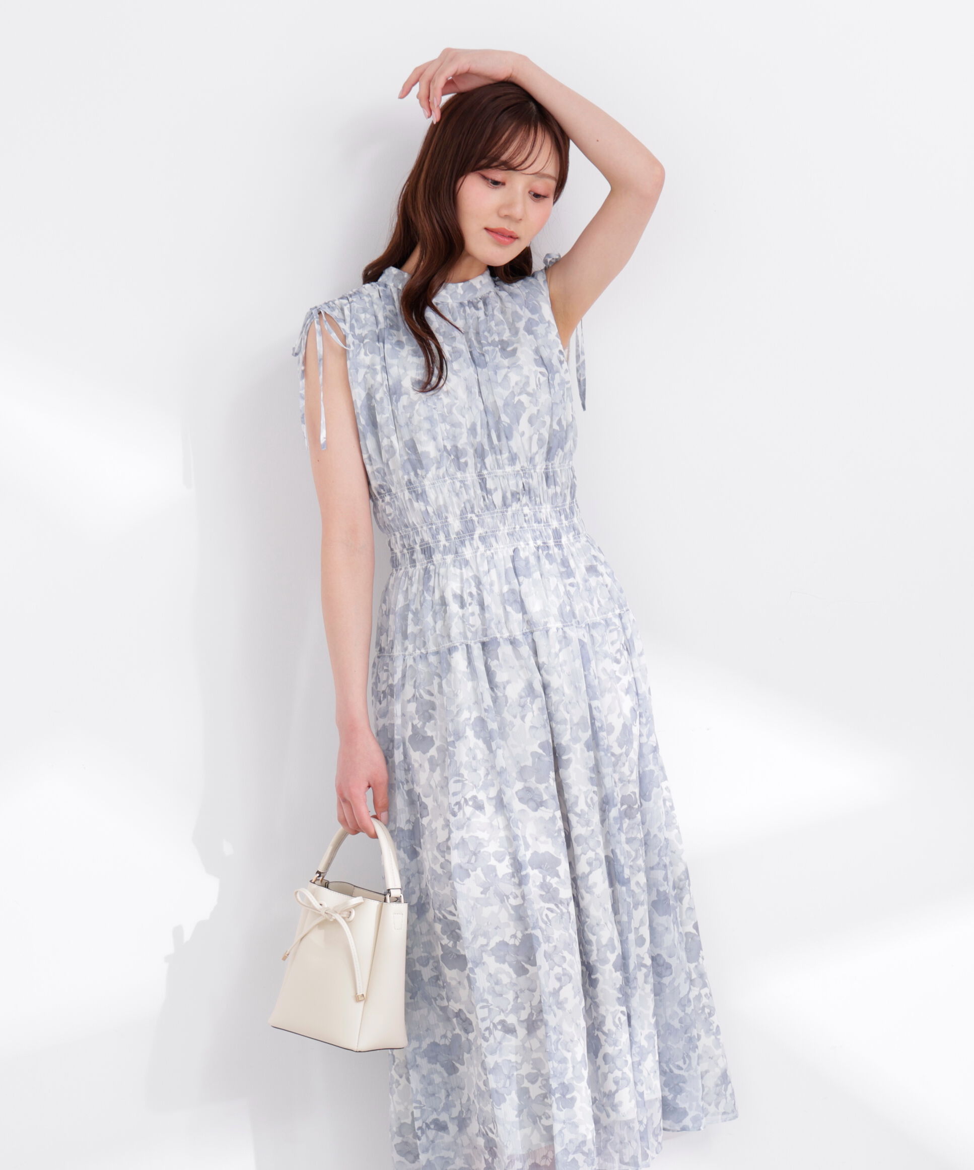 PROPORTION BODY DRESSING「2wayスリーブ花柄シャーリングワンピース 26SS」|ワンピース|