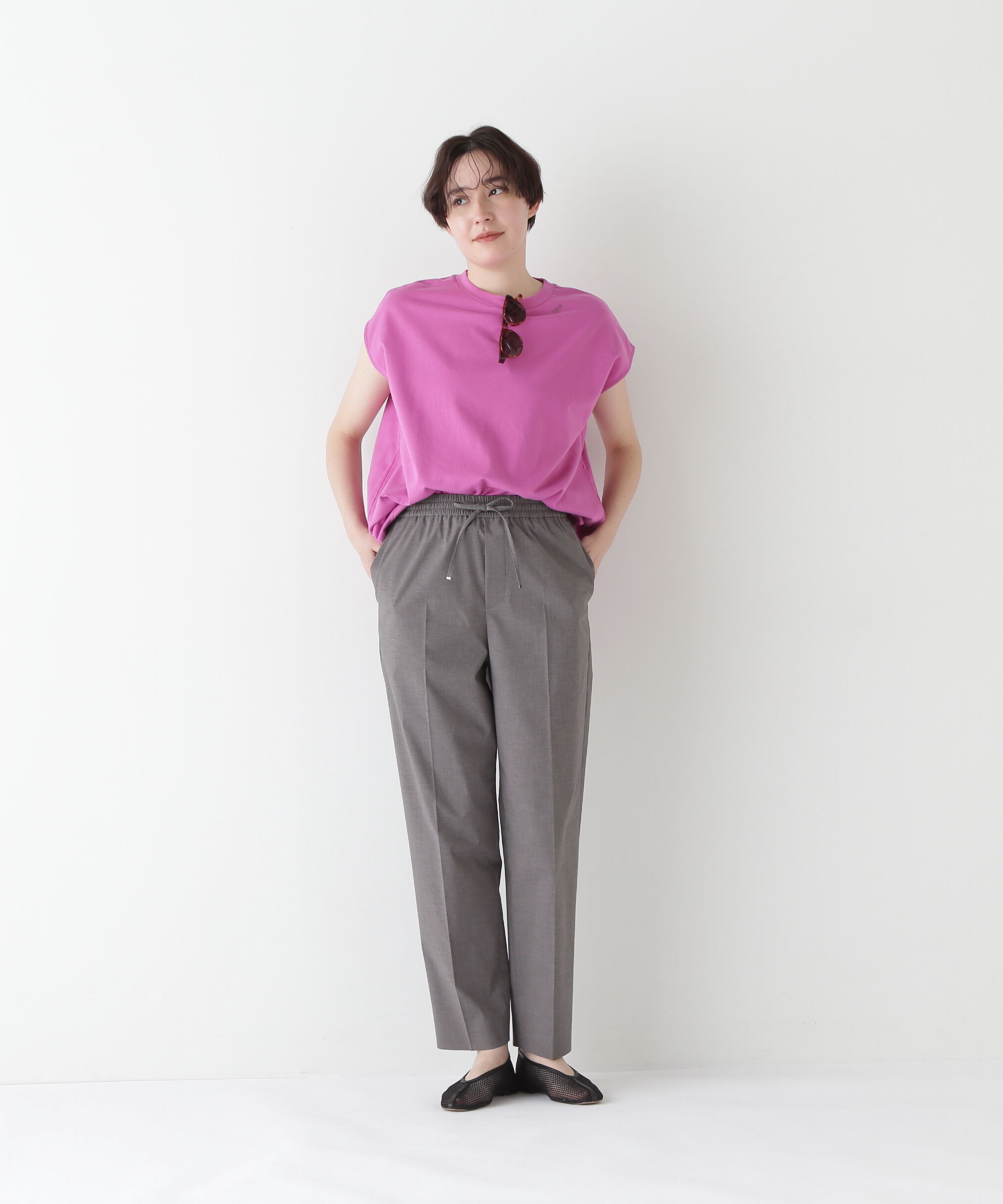  「◆≪接触冷感≫ ポプリンストレッチドローストリングテーパードパンツ」|その他|
