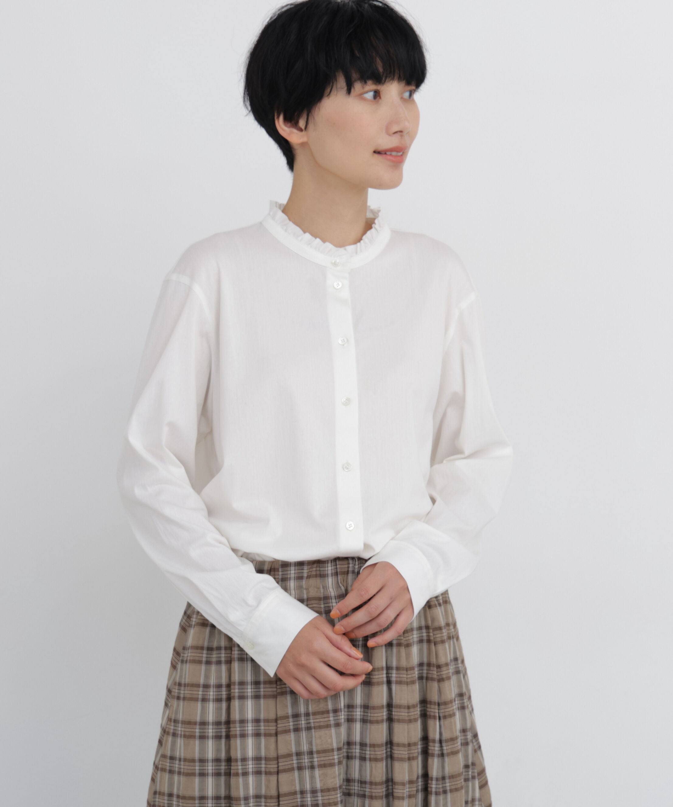  「◆スタンドフリルカットソー」|Tシャツ・カットソー|ホワイト