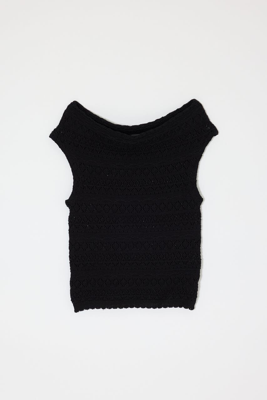 MOUSSY「STRIPED OFF SHOULDER トップス」|ニット・セーター|BLK