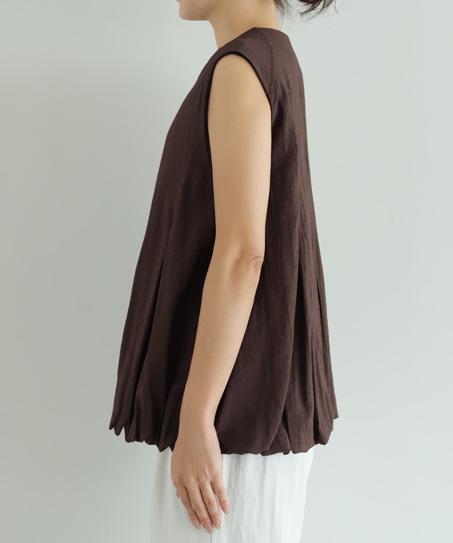 STYLE DELI「【selection】シボ入り裾タックバルーンジレ型tops」|ベスト・ジレ|