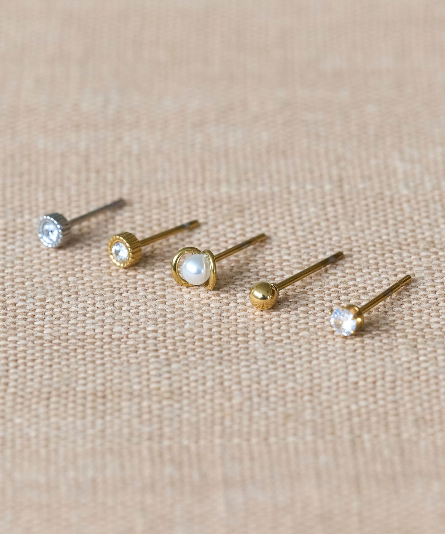 Phoebe「【金属アレルギー対応】6setメタルピアス　ゴールド/サージカルステンレス」|ピアス|