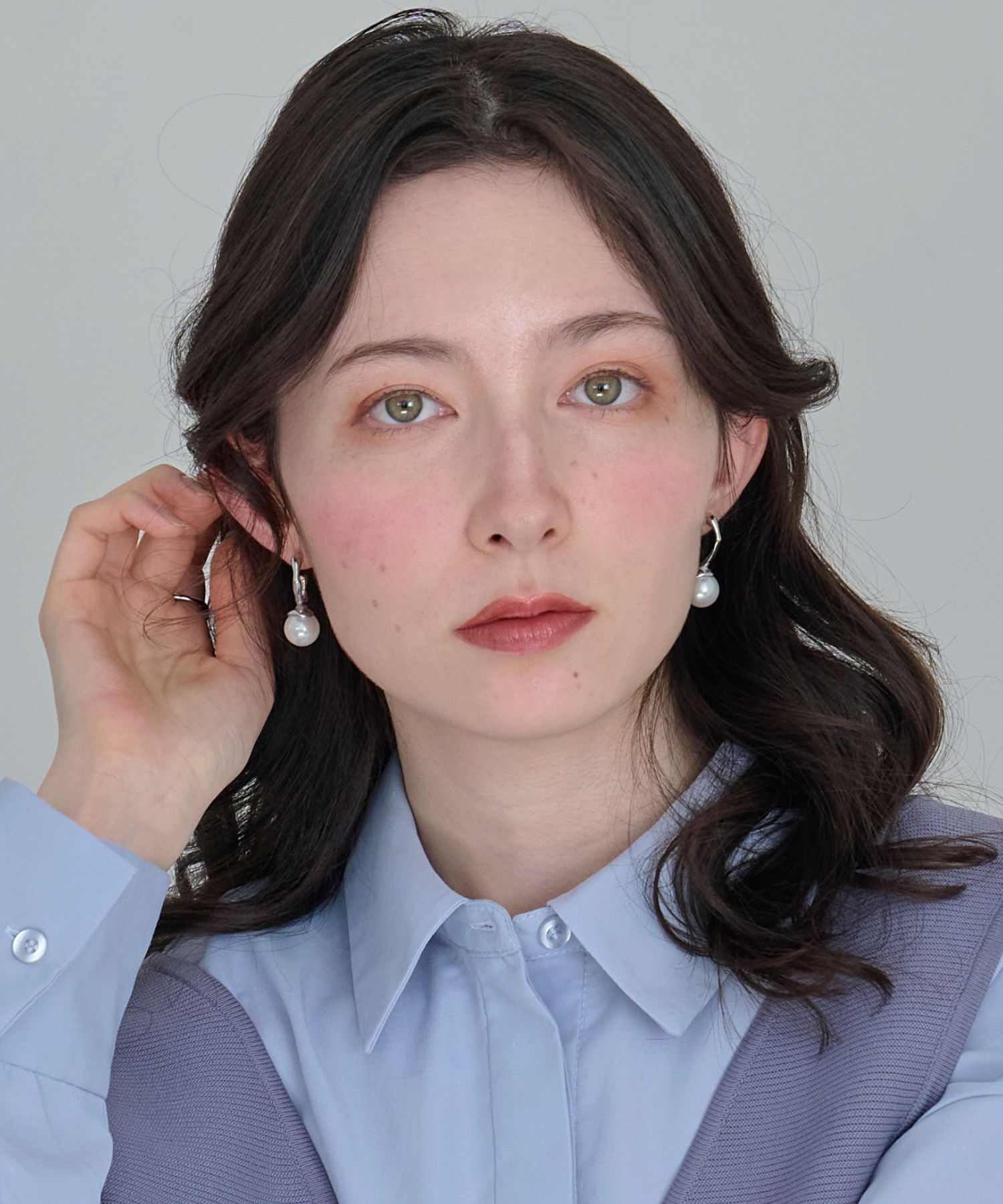 Phoebe「≪雑誌掲載≫【金属アレルギー対応】リップルパールフープピアス　シルバー/ステンレス」|ピアス|