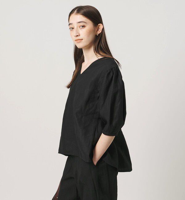 UNITED ARROWS「リネン フレア パフスリー ブブラウス ‐ウォッシャブル‐」|シャツ・ブラウス|