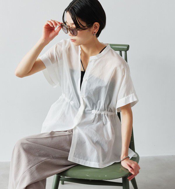 UNITED ARROWS green label relaxing「【結論シリーズ】ギャザーハイウエストブラウス」|シャツ・ブラウス|WHITE