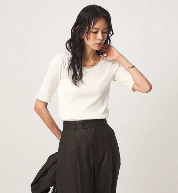 UNITED ARROWS green label relaxing「ブライトリブ 2WAY 5分袖 プルオーバー カットソー」|Tシャツ・カットソー|