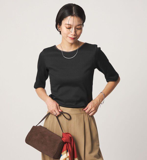 UNITED ARROWS green label relaxing「ブライトリブ 2WAY 5分袖 プルオーバー カットソー」|Tシャツ・カットソー|