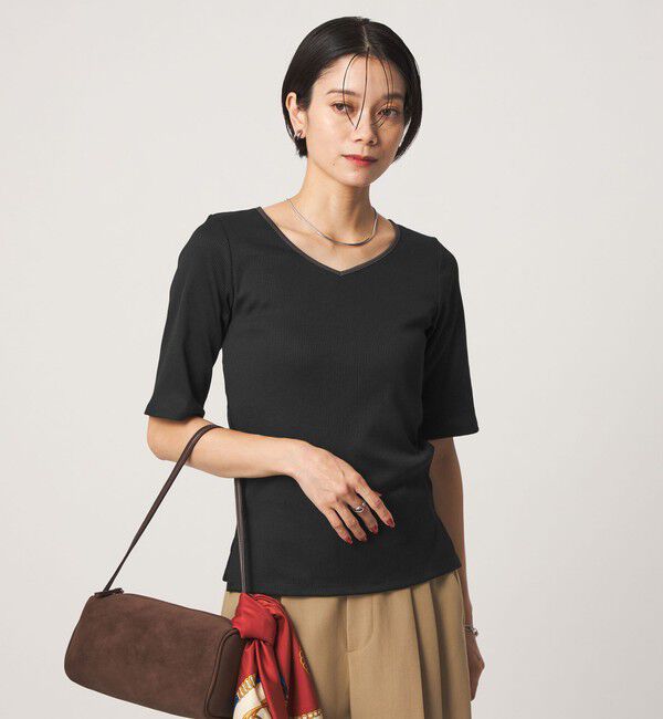 UNITED ARROWS green label relaxing「ブライトリブ 2WAY 5分袖 プルオーバー カットソー」|Tシャツ・カットソー|