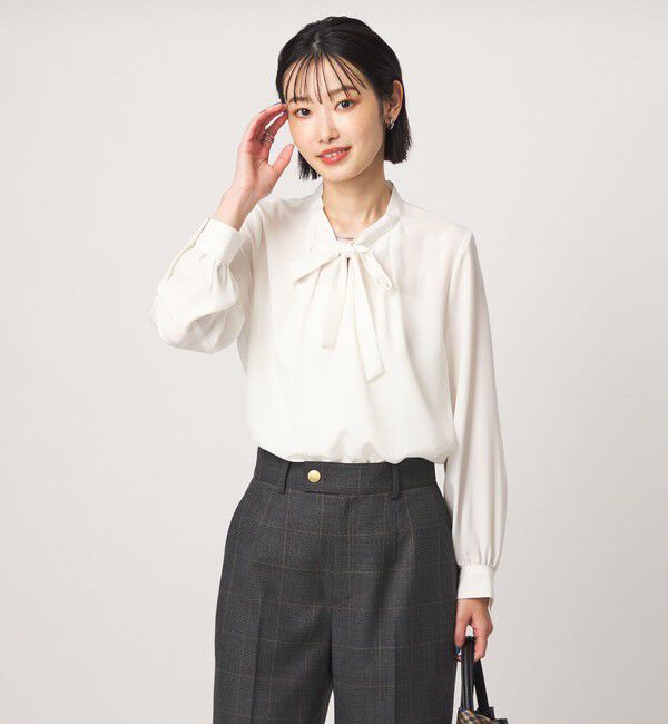 UNITED ARROWS green label relaxing「ボータイ ロングスリーブ ブラウス マシンウォッシャブル」|シャツ・ブラウス|