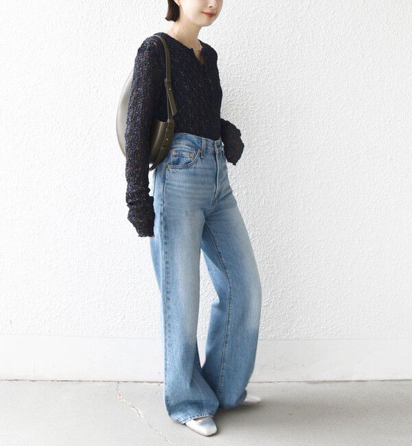 SHIPS for women「〈手洗い可能〉ラッセル レース ヘンリー ネック 2WAY プルオーバー」|Tシャツ・カットソー|