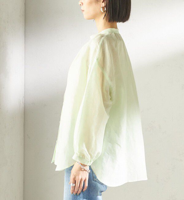 SHIPS for women「〈手洗い可能〉IMPERIAL LINEN 混 バンドカラー スキッパー シャツ」|シャツ・ブラウス|