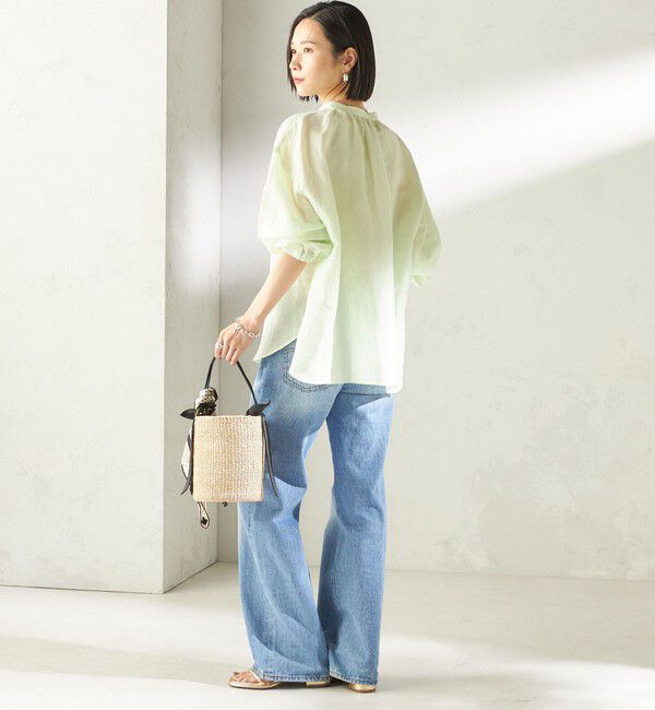 SHIPS for women「〈手洗い可能〉IMPERIAL LINEN 混 バンドカラー スキッパー シャツ」|シャツ・ブラウス|