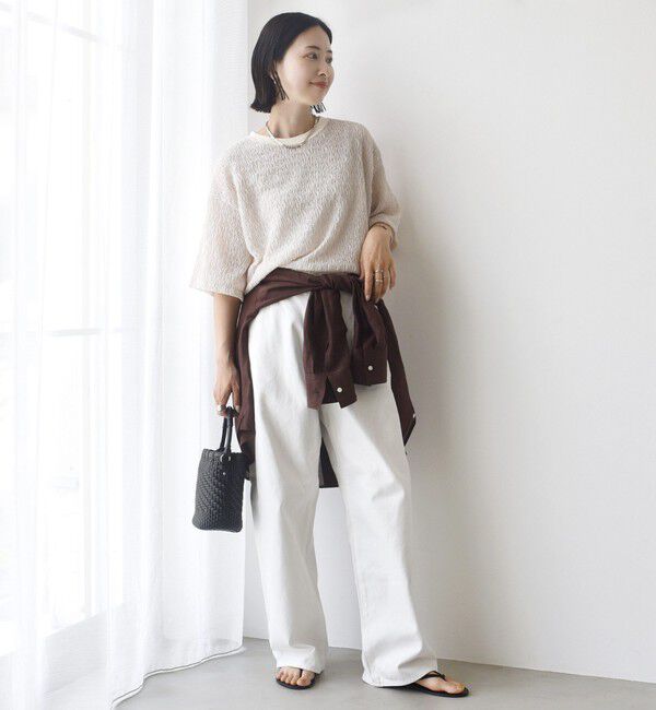 SHIPS for women「〈手洗い可能〉ランダムブルーゼ 5分袖 プルオーバー」|Tシャツ・カットソー|
