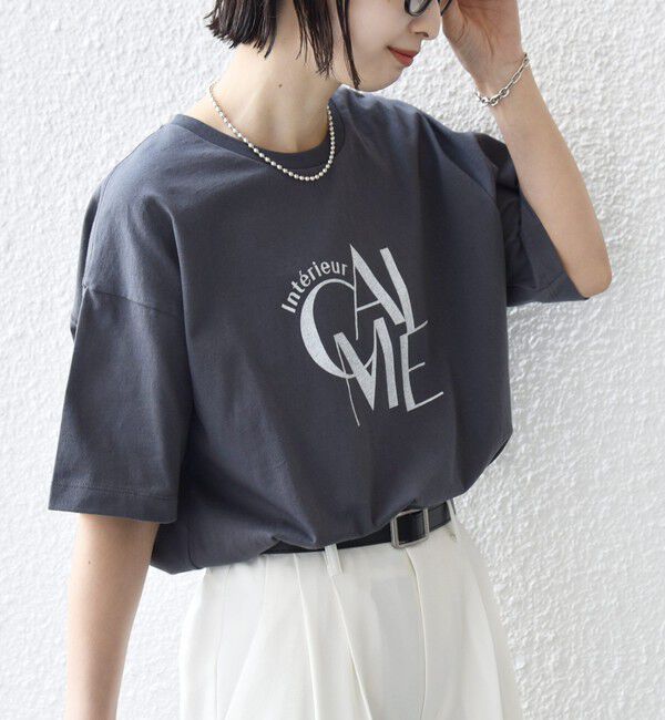 SHIPS for women「【SHIPS別注】81BRANCA: 5分袖 ロゴ TEE」|Tシャツ・カットソー|